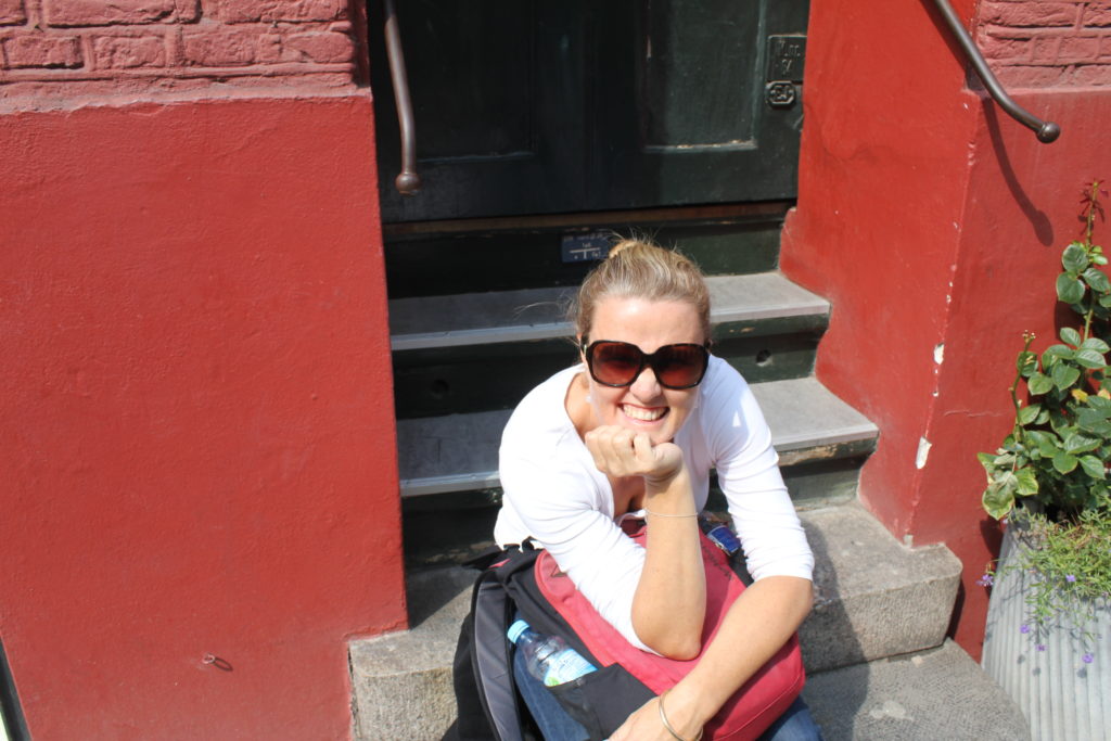 Hayley on stairs